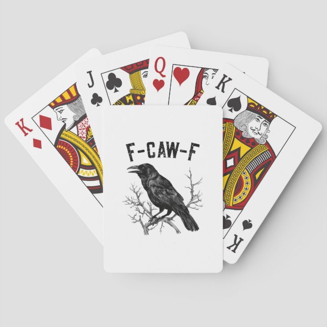 Funny F-Caw-F Crow Bird Raven Men Women Poker Cards (Back)