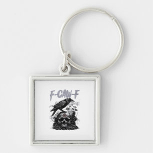 Funny F-Caw-F Crow Funny Halloween Retro Classic Keychain