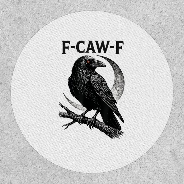 Funny F-Caw-F Crow Retro Graphic Patch (Front)