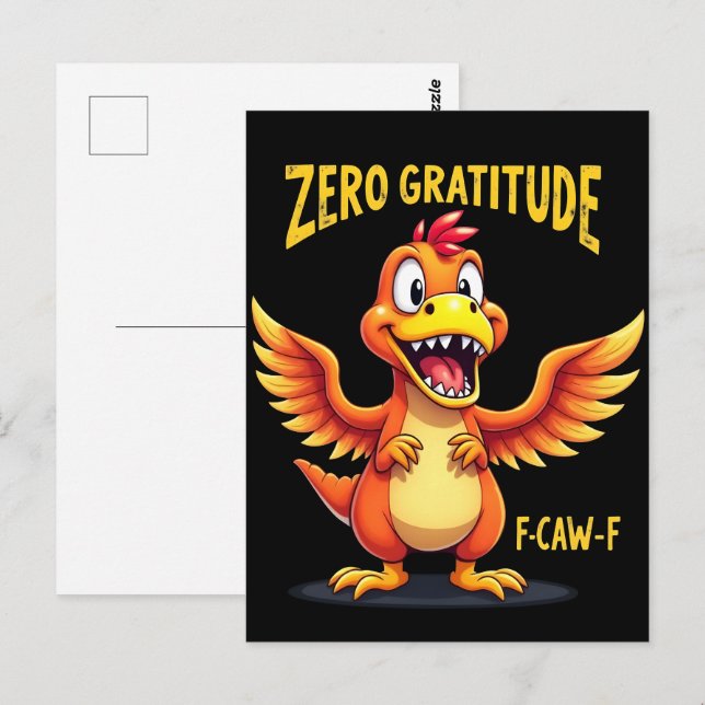 Funny F-Caw-F Dinosaur FCAWF Dinosaur Thanksgiving Postcard (Front/Back)