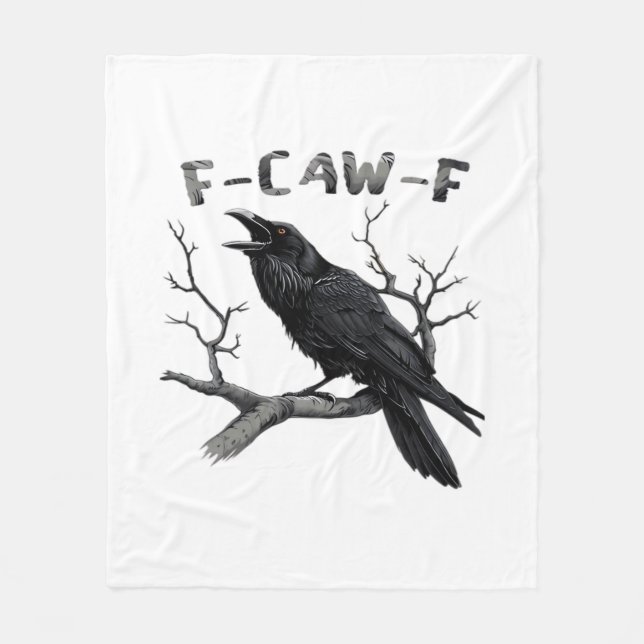 Funny F-Caw-F Gothic Crow Humor Essential Fleece Blanket (Front)
