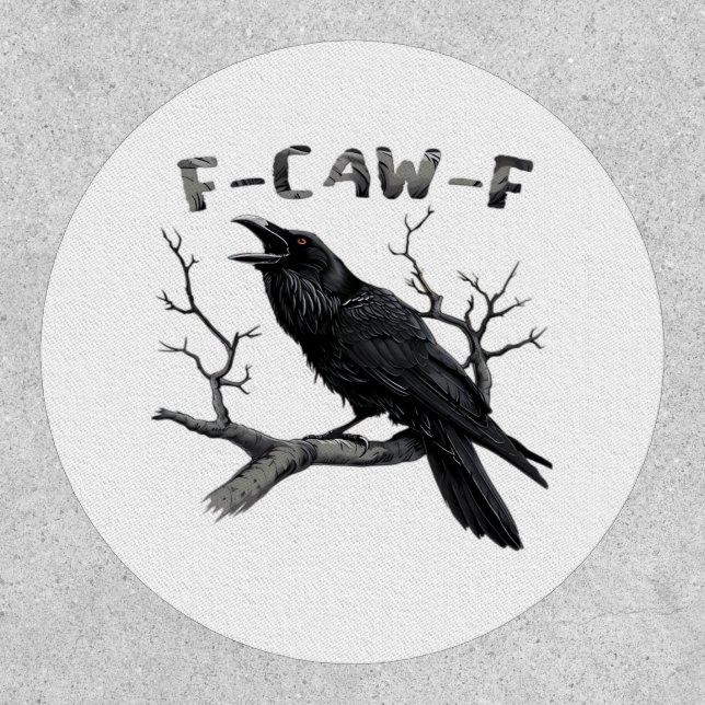 Funny F-Caw-F Gothic Crow Humor Essential Patch (Front)