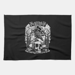 Funny F Caw F Raven Halloween Kitchen Towel