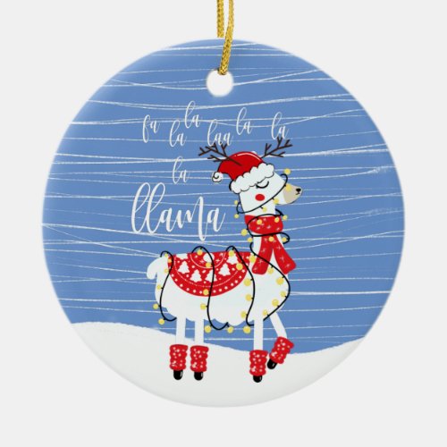 Funny fa la la la la llama christmas joke friend ceramic ornament