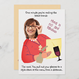 Funny Face- 60 & Fabulous Whimsical Photo Birthday Invitation
