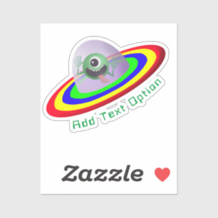 Funny Face Alien Spaceship Sticker