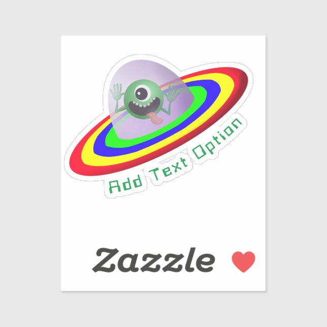 Funny Face Alien Spaceship Sticker (Sheet)