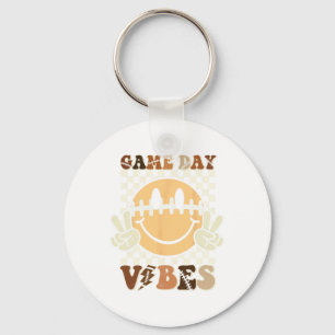 Funny Face American Football Game Day Vibes Sport Keychain