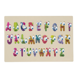 Funny Face Animals Alphabet Laminated Placemat