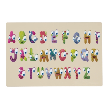 Funny Face Animals Alphabet Laminated Placemat