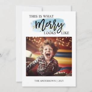 Funny Face Blue Watercolor Holiday Card