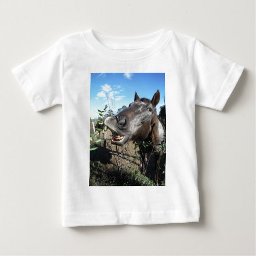 Funny Face brown horse Baby T_Shirt