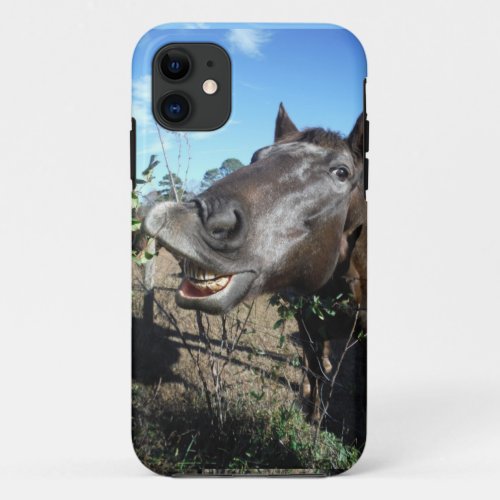 Funny Face brown horse iPhone 11 Case