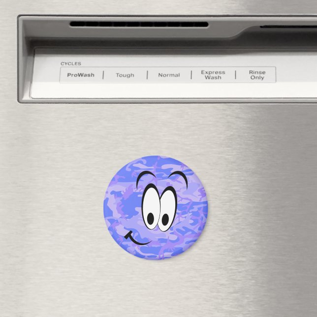 Funny Face Camouflage Pastel Blue Abstract Pattern Magnet (In Situ (Dishwasher))