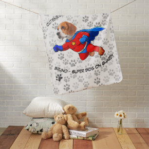 Funny Face Cute baby Protected by Superdog Funny Baby Blanket