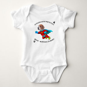 Funny Face   Cute baby Protected by Superdog Funny Bodysuit