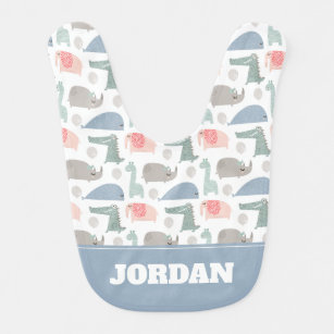 Funny Face Cute Doodle Animal Pattern Baby Bib