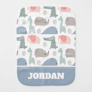 Funny Face Cute Doodle Animal Pattern Baby Burp Cloth