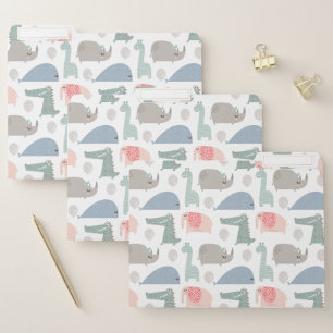 Funny Face Cute Doodle Animal Pattern File Folder