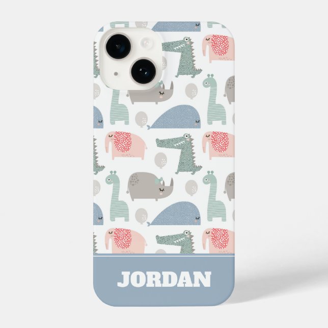 Funny Face Cute Doodle Animal Pattern iPhone Case (Back)