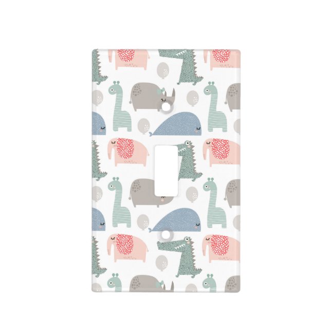 Funny Face Cute Doodle Animal Pattern Light Switch Cover (Front)