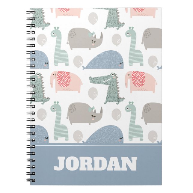 Funny Face Cute Doodle Animal Pattern Notebook (Front)