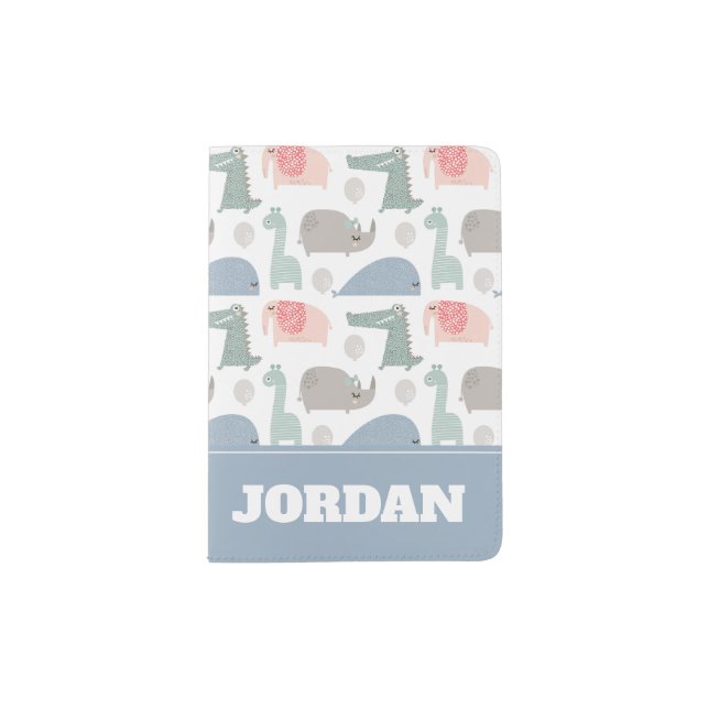 Funny Face Cute Doodle Animal Pattern Passport Holder (Front)