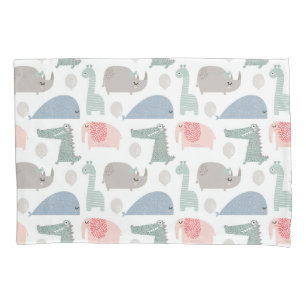Funny Face Cute Doodle Animal Pattern Pillow Case
