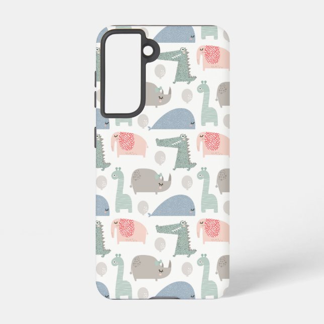 Funny Face Cute Doodle Animal Pattern Samsung Galaxy Case (Back)