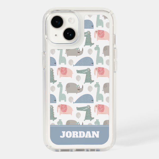 Funny Face Cute Doodle Animal Pattern Speck iPhone Case (Front)