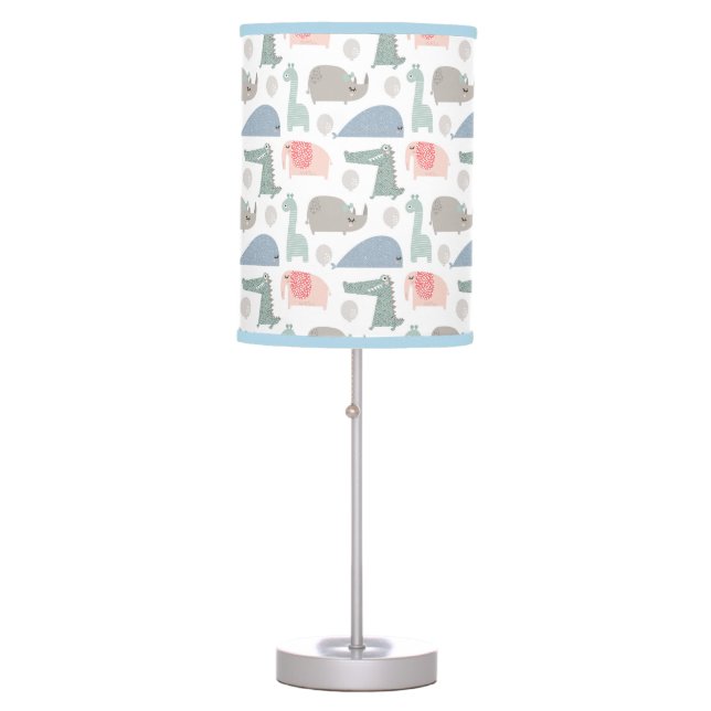 Funny Face Cute Doodle Animal Pattern Table Lamp (Front)