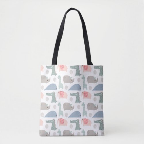 Funny Face Cute Doodle Animal Pattern Tote Bag