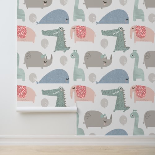 Funny Face Cute Doodle Animal Pattern Wallpaper