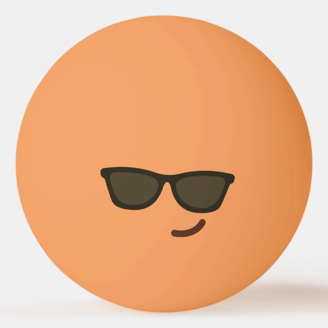 Funny Face. Emoji. Emoticon. Mr Cool! Ping-Pong Ball (Back)