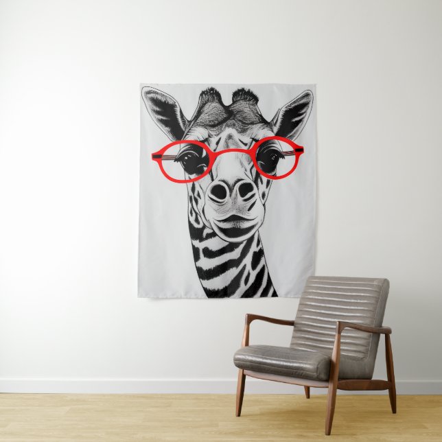 Funny Face Expression Giraffe NFT Art Download  Ta Tapestry (In Situ)