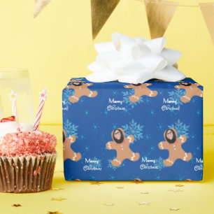 Funny Face Ginger Cookie Merry Christmas Photo Wrapping Paper