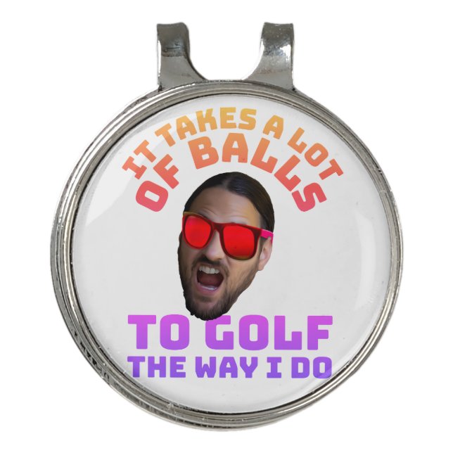 Funny Face Golf Quote Custom Photo Gift Hat Clip (Front)