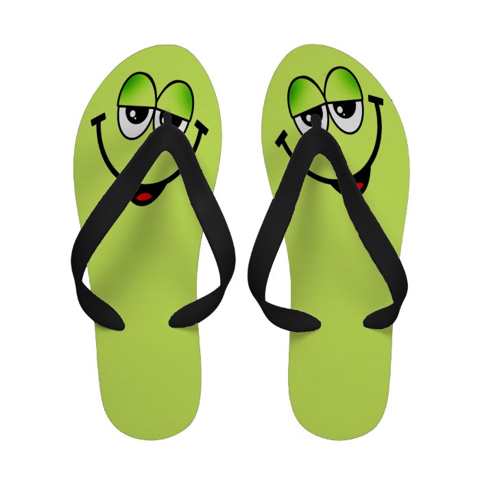 Funny Face Green Flip Flops