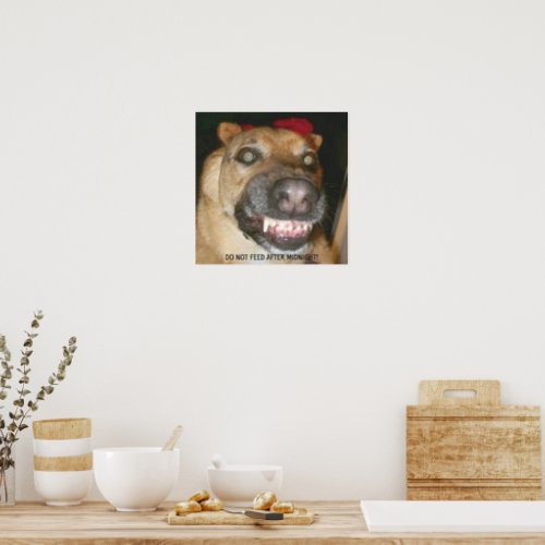 Funny Face GSD Dog Do Not Feed After Midnight Poster