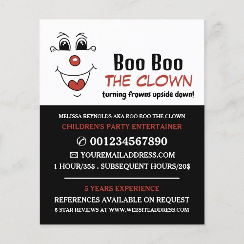 Funny Face Kids Entertainer Clown Advertising Flyer