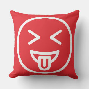 Funny face laughing smiling humor trendy red cute throw pillow