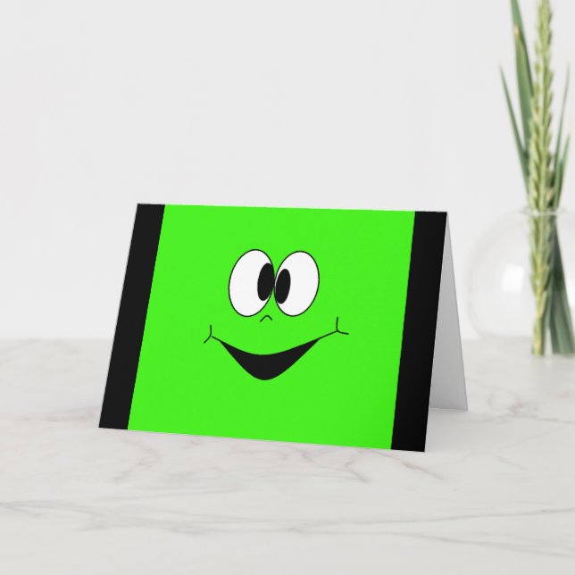 Funny Face Lime Green Birthday Card (Front)