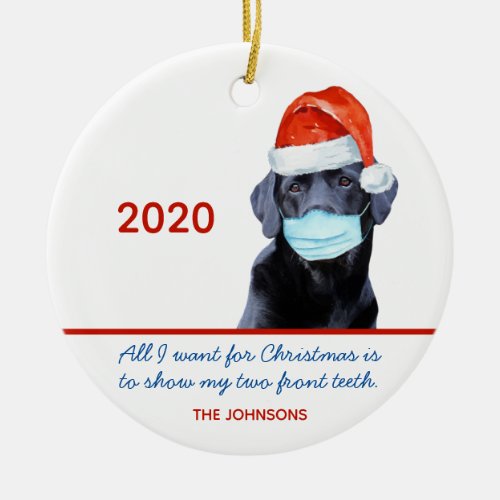 Funny Face Mask 2020 Christmas Quarantine Ceramic Ornament