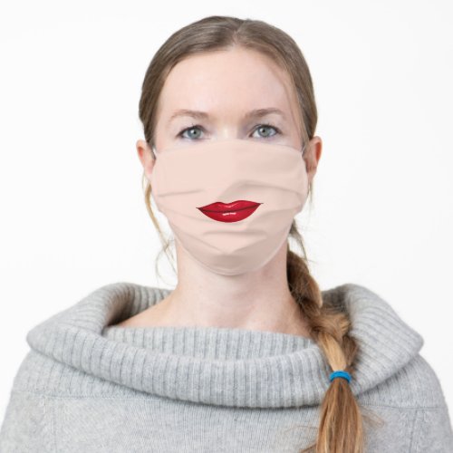 Funny Face Maskl with Red Glossy Lips Adult Cloth Face Mask