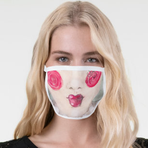 Funny Face Mime Painted Mouth Nose Artsy Humorous Face Mask