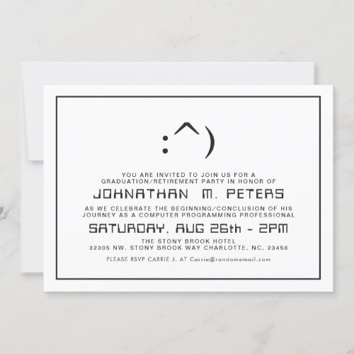 Funny Face Minimal Computer Science Grad Invite