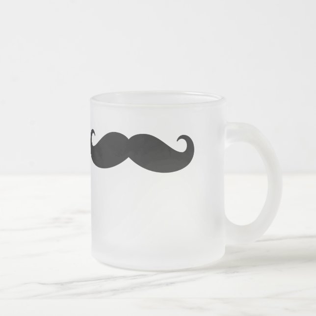 Funny Face Moustache Mustache Facial Hair Pattern Frosted Glass Coffee Mug (Right)