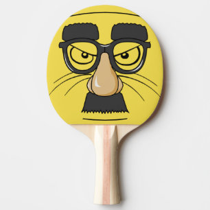 Funny Face Mustached Mask Cat Ping Pong Paddle