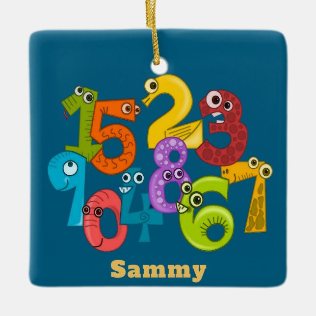 Funny Face Numbers Design Ornament (Front)