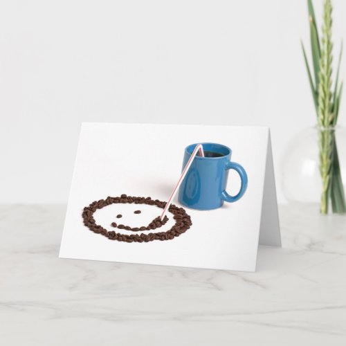 Funny Face of Coffee Beans Greeting Card